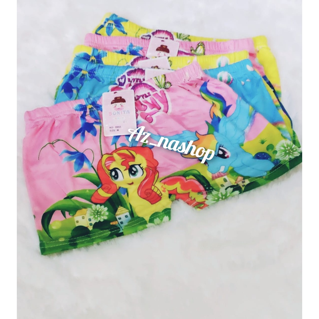 MURAH... 6 PCS CELANA BOXER ANAK PEREMPUAN/CELANA BOXER KARAKTER/CELANA DALAM MOTIF BOXER