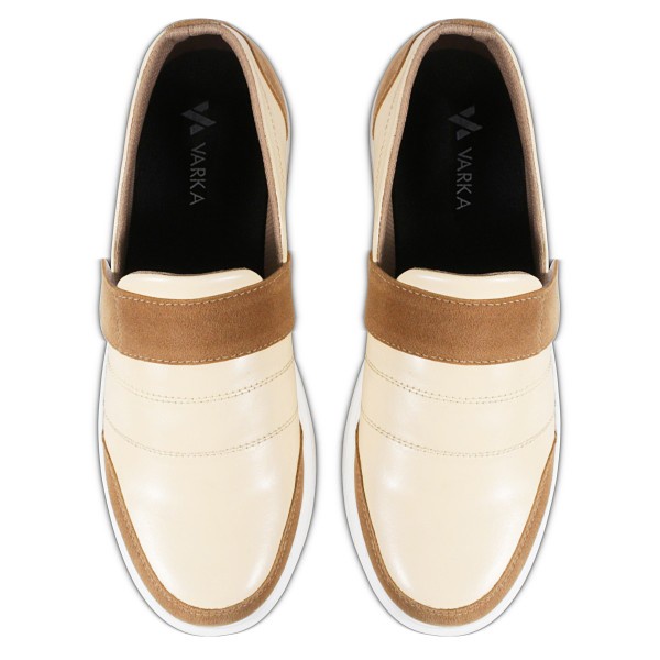 Sepatu Slip On Wanita V 7701  Brand Varka Sepatu Kets Wanita Kuliah Kerja Hangout Trendi Berkualitas - Krem