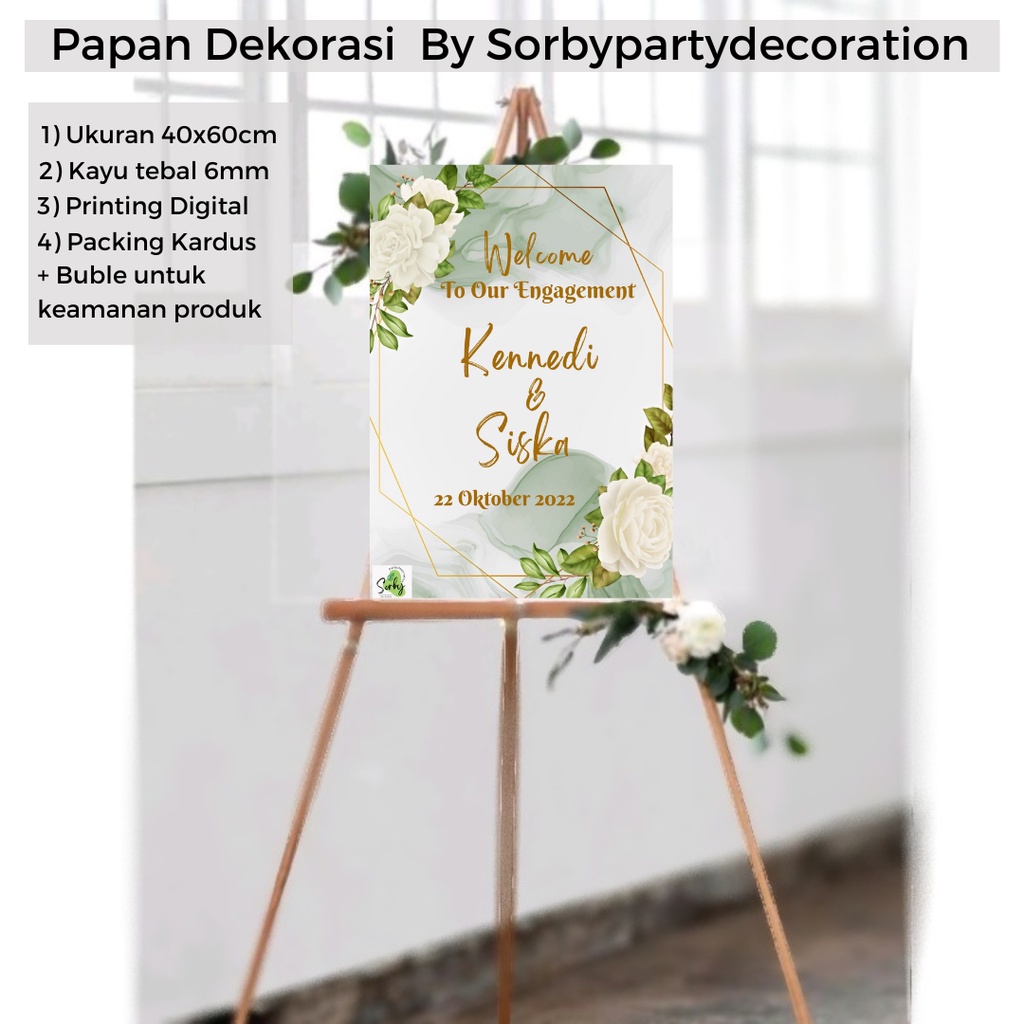 

Papan Kayu Tulisan Dekorasi Lamaran Nikahan Aqiqah Besar 40X60 Tanpa Kaki (Papan Saja)