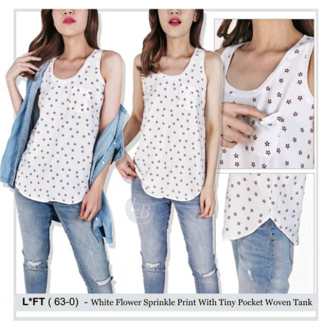 Loft white flower sprinkle moven tank