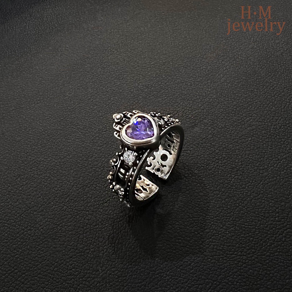 Cincin Bentuk Mahkota Hati Gaya Vintage