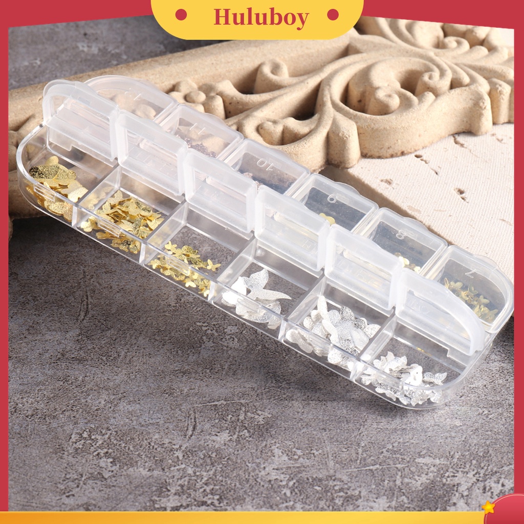Huluboy Huluboy♡ 1 Kotak Dekorasi Nail Art 3D Bentuk Kupu-Kupu Bahan Metal Tahan Pudar Untuk Manicure