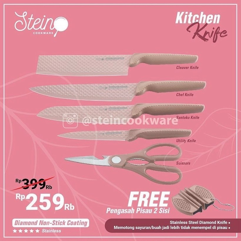 PISAU DAPUR 1 SET STEINCOOKWARE KNIFE SET DIAMOND KNIVES / PISAU SET / PISAU DAPUR LENGKAP 6 IN 1 STEIN COOKWARE OFFICIAL