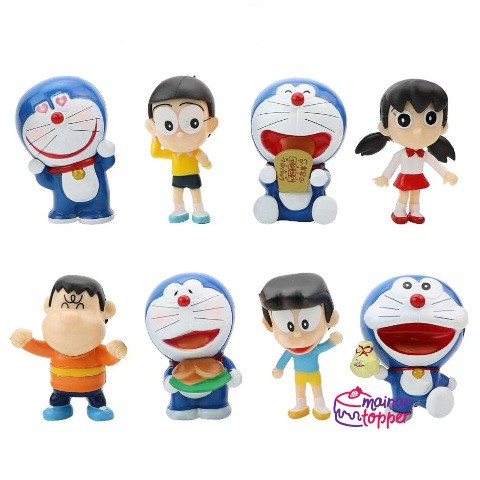 MTOP Doraemon Dorayaki Set isi 8 Mainan Anak Figure Miniatur Topper D189