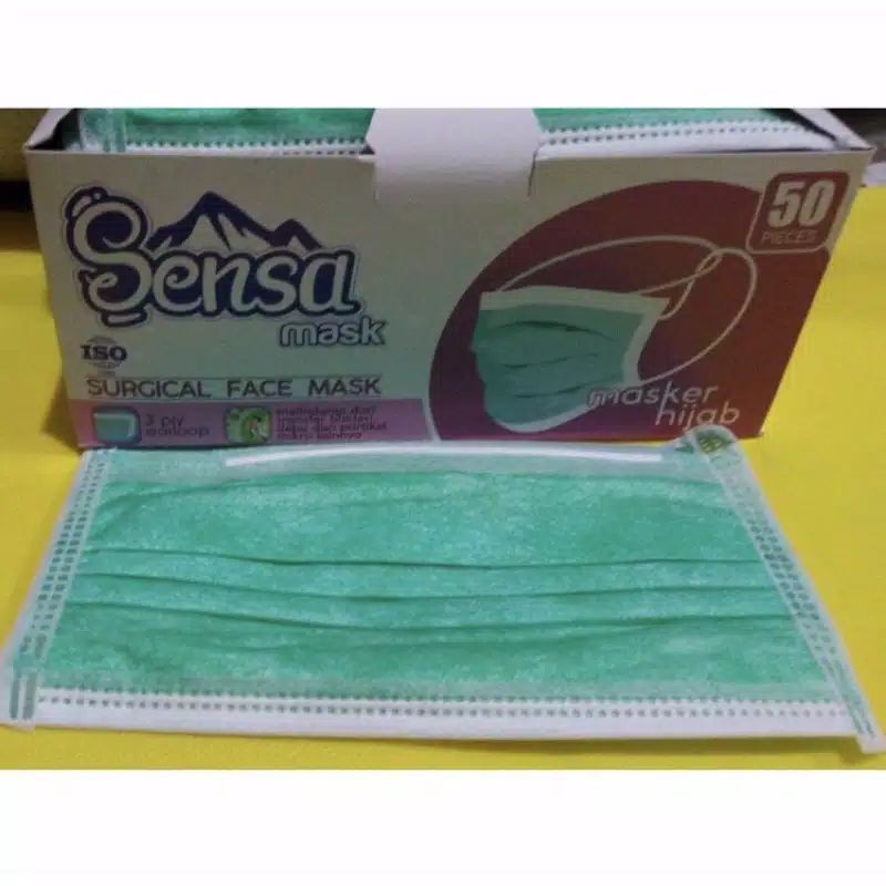 masker sensa EARLOOP 3PLY / surgical mask / face mask KEMENKES / MASKER SENSA headloop 3play