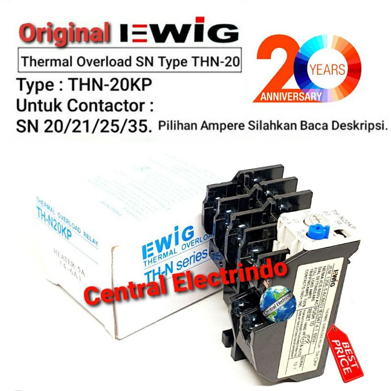 Thermal Overload THN-20KP EWIG Untuk Kontaktor SN-20/21/25/35.