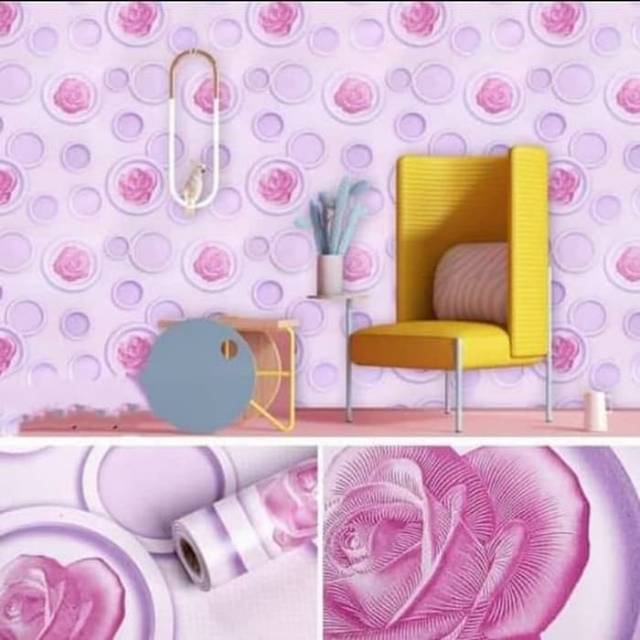 Wallpaper dinding murah dekor kamar ruangan putih polkadot lingkaran