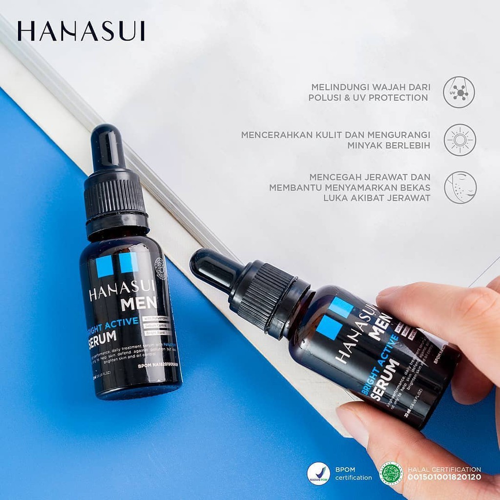 SERUM WAJAH PRIA PENCERAH WAJAH PRIA HANASUI MEN BRIGHT ACTIVE 20ML SERUM WHITENING PENCERAH WAJAH SERUM PRIA SERUM WAJAH PRIA GLOWING SERUM GLOWING PEMBERSIH WAJAH PRIA