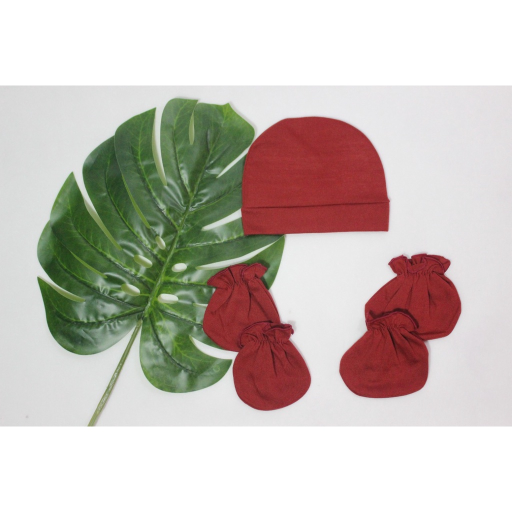 TOPI SET BAYI VINATA POLOS / SET SARUNG TANGAN KAKI + TOPI BAYI  VINATA