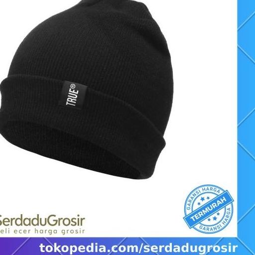 ▲ TRUE Topi Kupluk Pria Wanita Rajut Beanie Hat Topi Kupluk Camping ORI - Hitam ✪