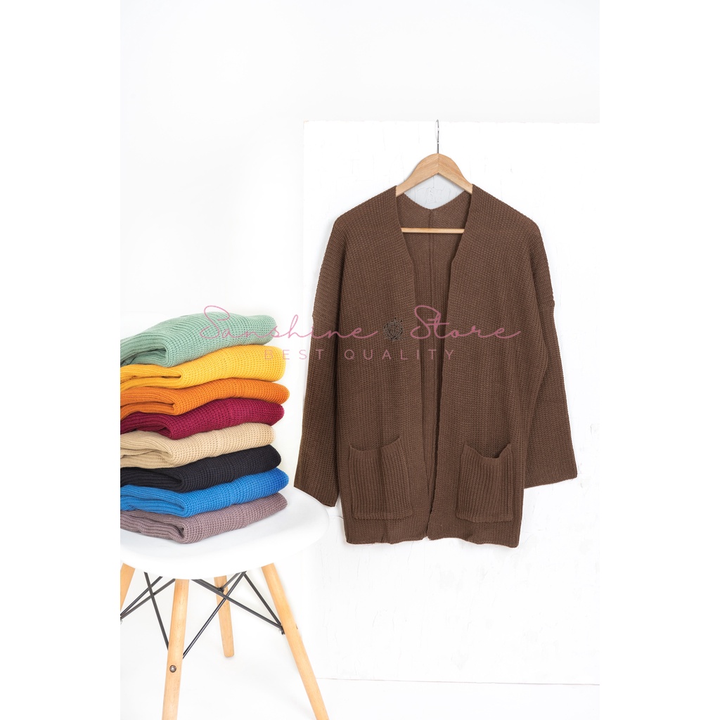 LAVELLA Cardigan Rajut Oversize Premium Tebal  Size FIt To XXL