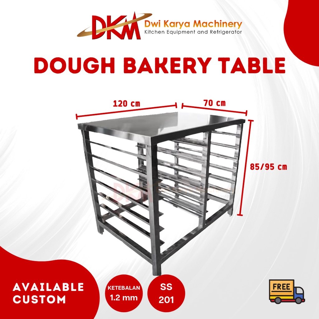 Meja Dapur Stainless / Meja Stainless Dapur /  Meja Adonan Roti / Meja Dough Bakery Stainless 120 x 