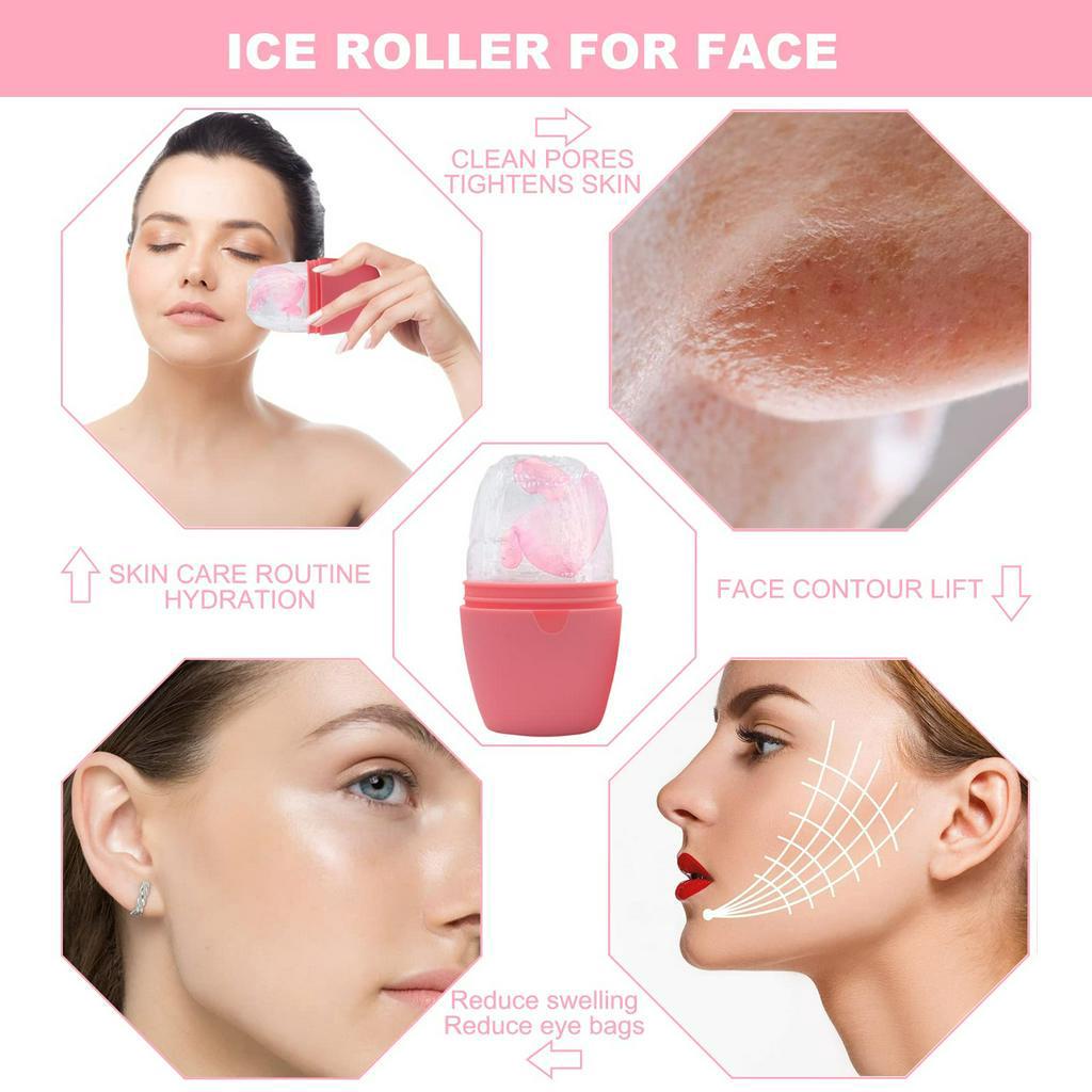 MAGEFY Ice Facial Massager dan Ice Facial Roller Wajah untuk Kulit Lebih Kencang dan Kencang: Alat Pemijat Wajah 3D Mengencangkan Kulit Wajah Es Face Lift Mengurangi Jerawat Mengecilkan Pori-pori Pijat Ice Roller 1279