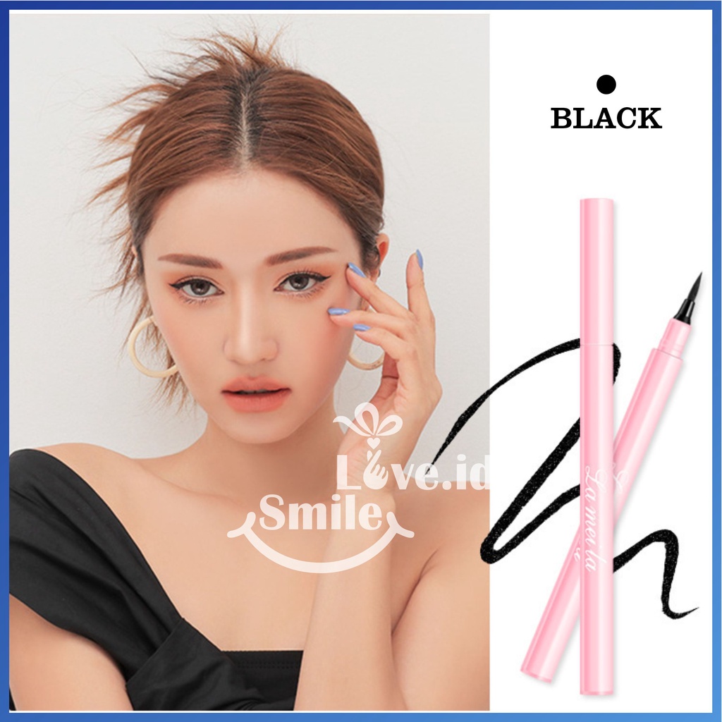 Smilelove Lameila Eyeliner Pencil Cair Warna Hitam Anti Air Tahan Lama Black Hitam L17