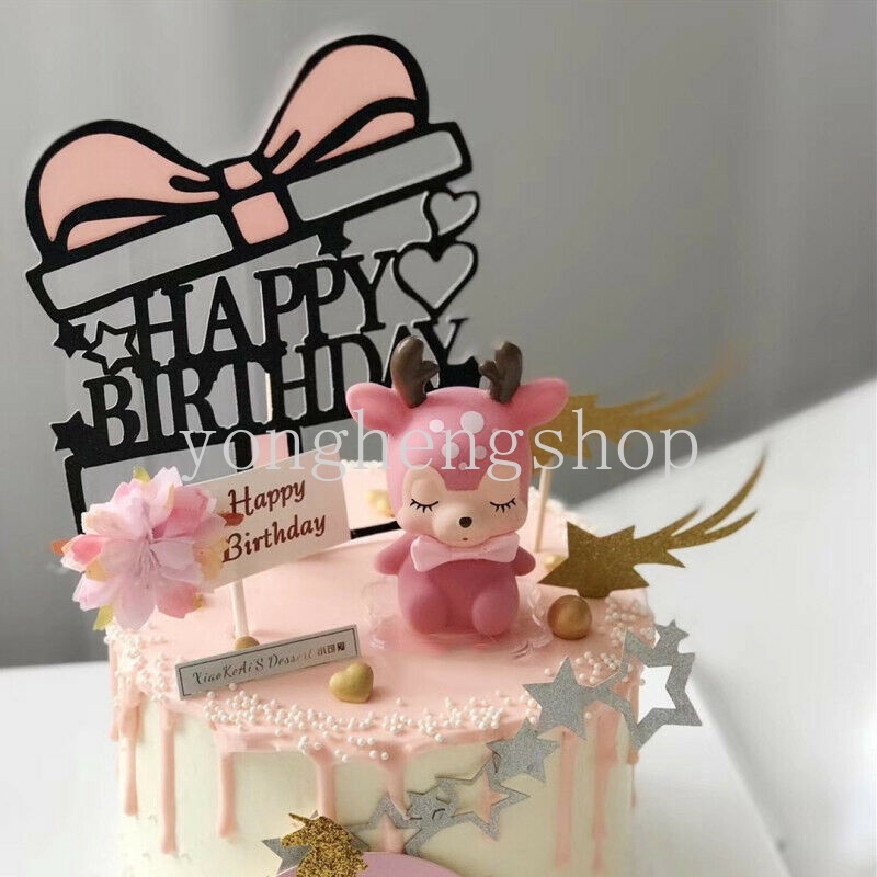 Topper Kue Bentuk Kotak Warna Pink Biru Untuk Dekorasi Pesta Ulang Tahun Baby Shower