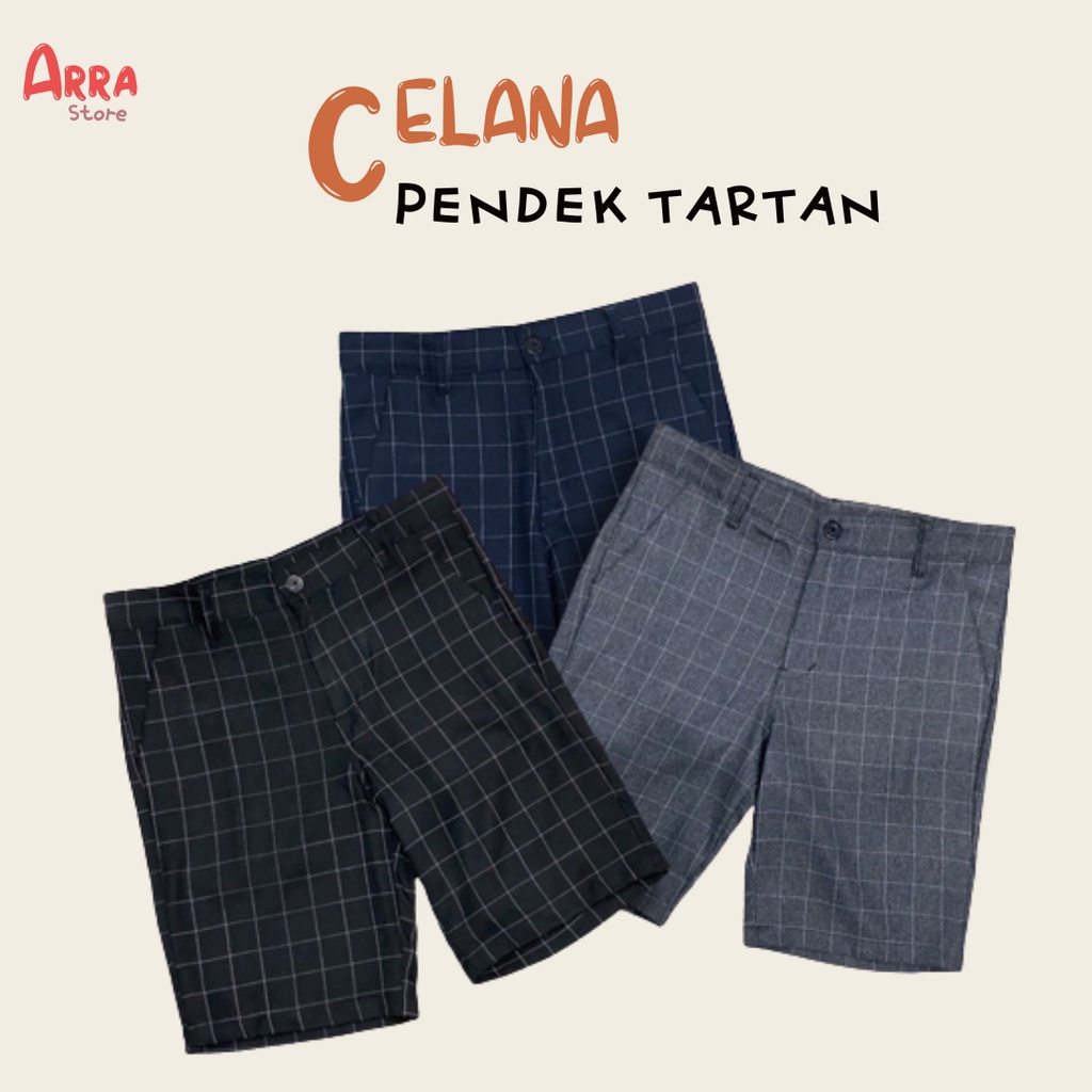 Celana Pendek Tartan Pria Wanita Premium Pinggang Sabuk