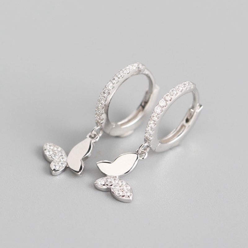 Anting Hoop Desain Butterfly Bahan 925 Sterling Silver Untuk Wanita