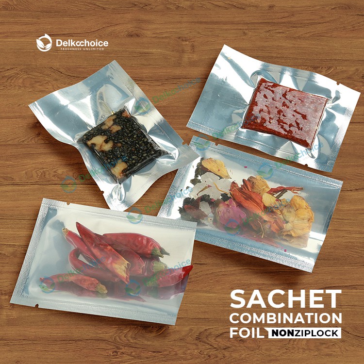 PLASTIK KEMASAN SACHET SASET MAKANAN ALUMUNIUM FOIL NON ZIPLOCK TRANSLIVER KOMBINASI