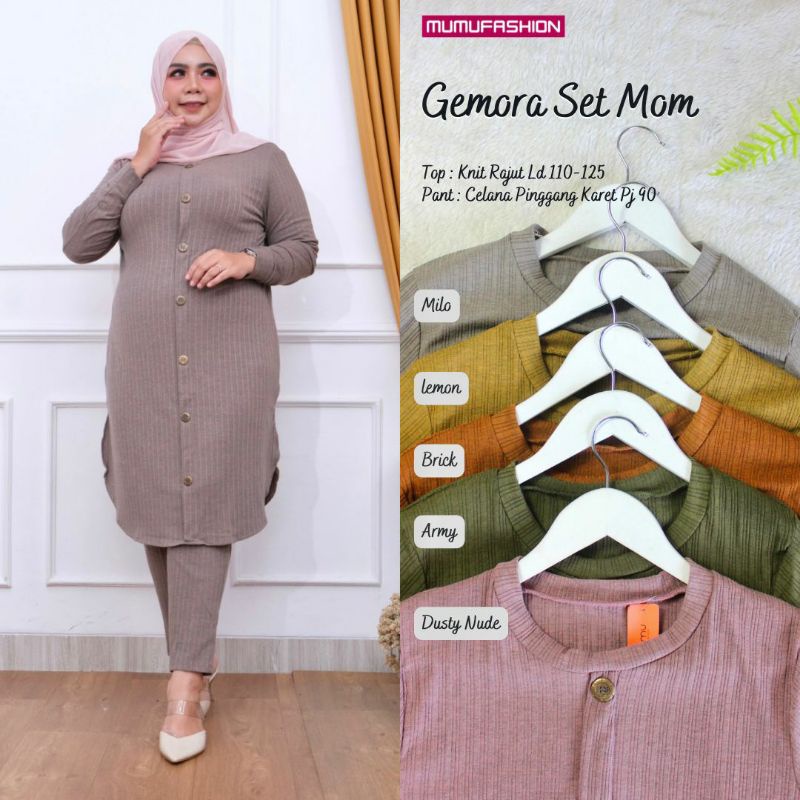 TKG - GEMORA SET Setelan Celana Wanita Kaos Knite Premium Jumbo LD120 by Mumu Fashion Solo