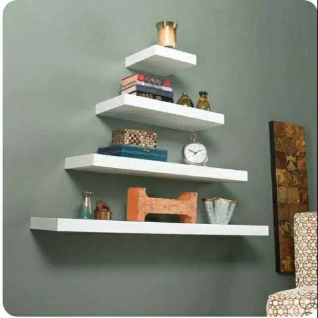 Promo 4 Pcs Ambalan / Rak Dinding Minimalis / Floating Shelves 50,40,30,20cm / Hambalan Hiasan Kamar