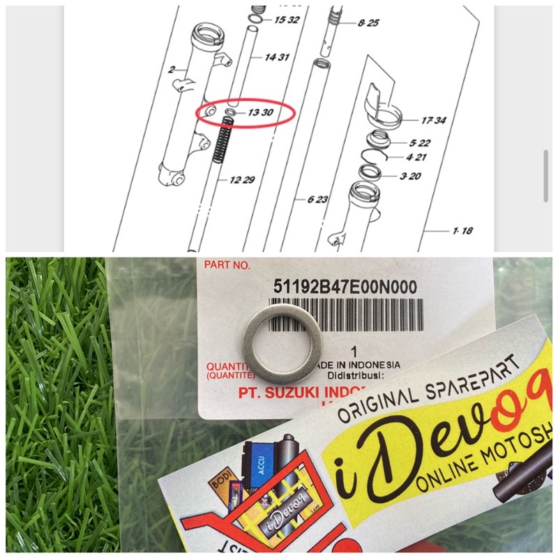 Ring Washer Sambungan Per As Shock Depan Satria Fu Injeksi Ori SGP
