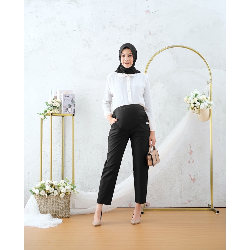 Momiasi - Celana Hamil Kerja Kantor Jumbo Wanita Maternity Pants Office Fashion Wanita Bumil Kekinian Premium