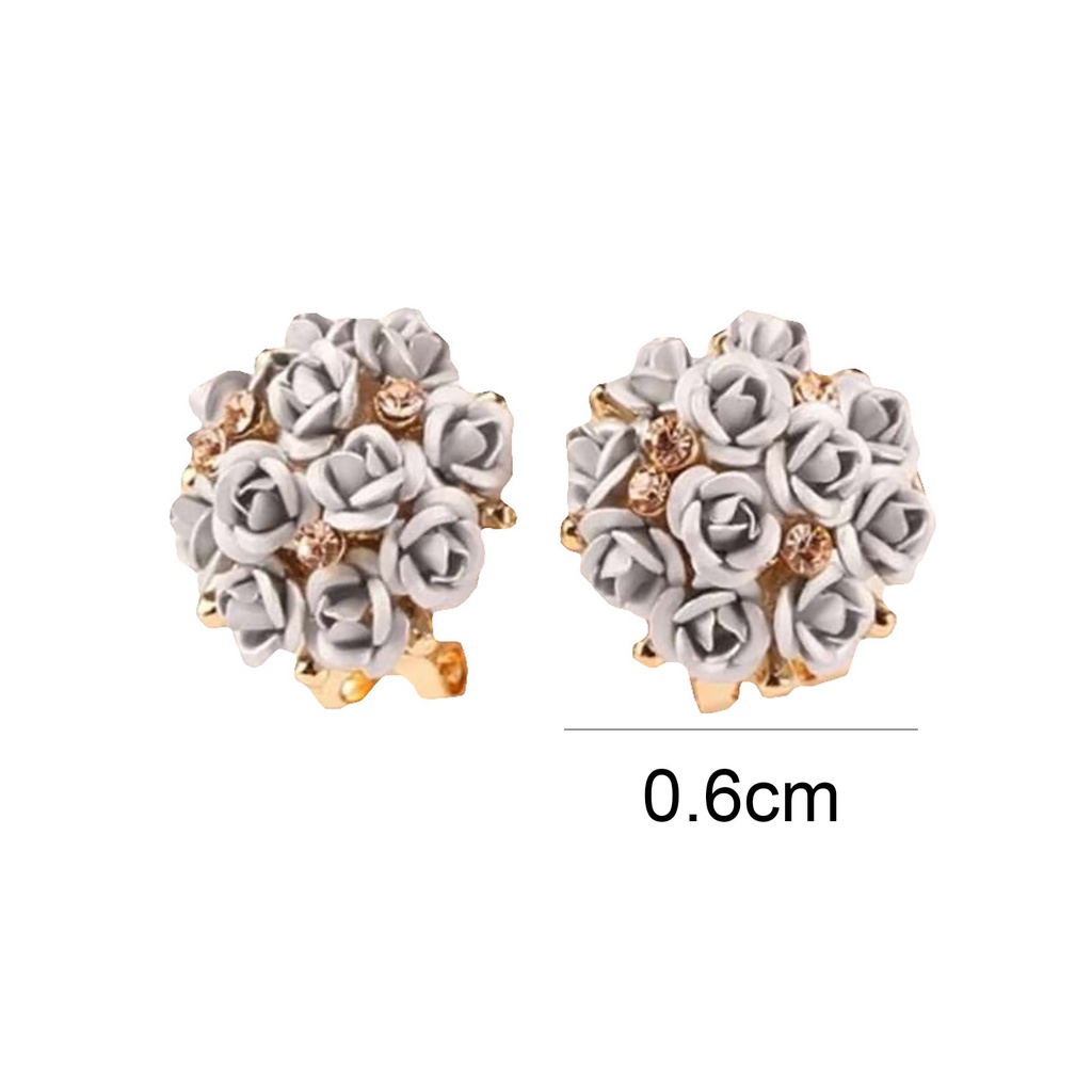 Hu Hu Hu Hu Hu Alat Bantu Pasang Kacamata♡ Anting Tusuk Desain Bunga Mawar Bahan Alloy Hias Berlian Imitasi Untuk Wanita