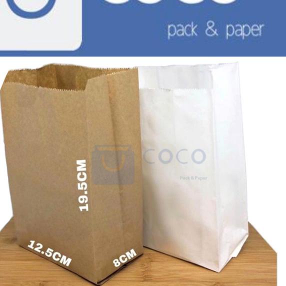 

Paper Bag / Kantong Kertas [ Size M ] [ Food Grade ] [ Isi 100 pcs ] - Putih