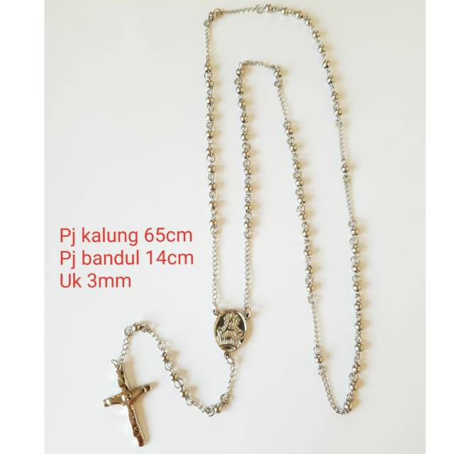 Kalung Rosario Titanium Silver 4mm Antikarat Selamanya