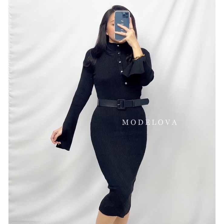 MDLV ~ BAJU RAJUT DRESS SOPHIE // KNIT LONG DRESS // DRESS RAJUT LENGAN PANJANG // FASHION WANITA