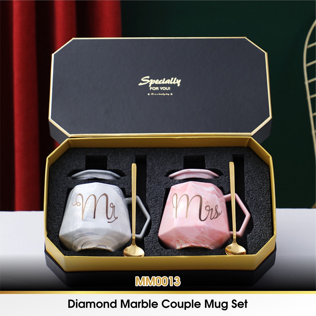 Cangkir Gelas Hampers Couple Mug Marble Keramik Tutup Mr Mrs Pasangan Couple Kado Pernikahan Couple Wedding Gift Aesthetic Set