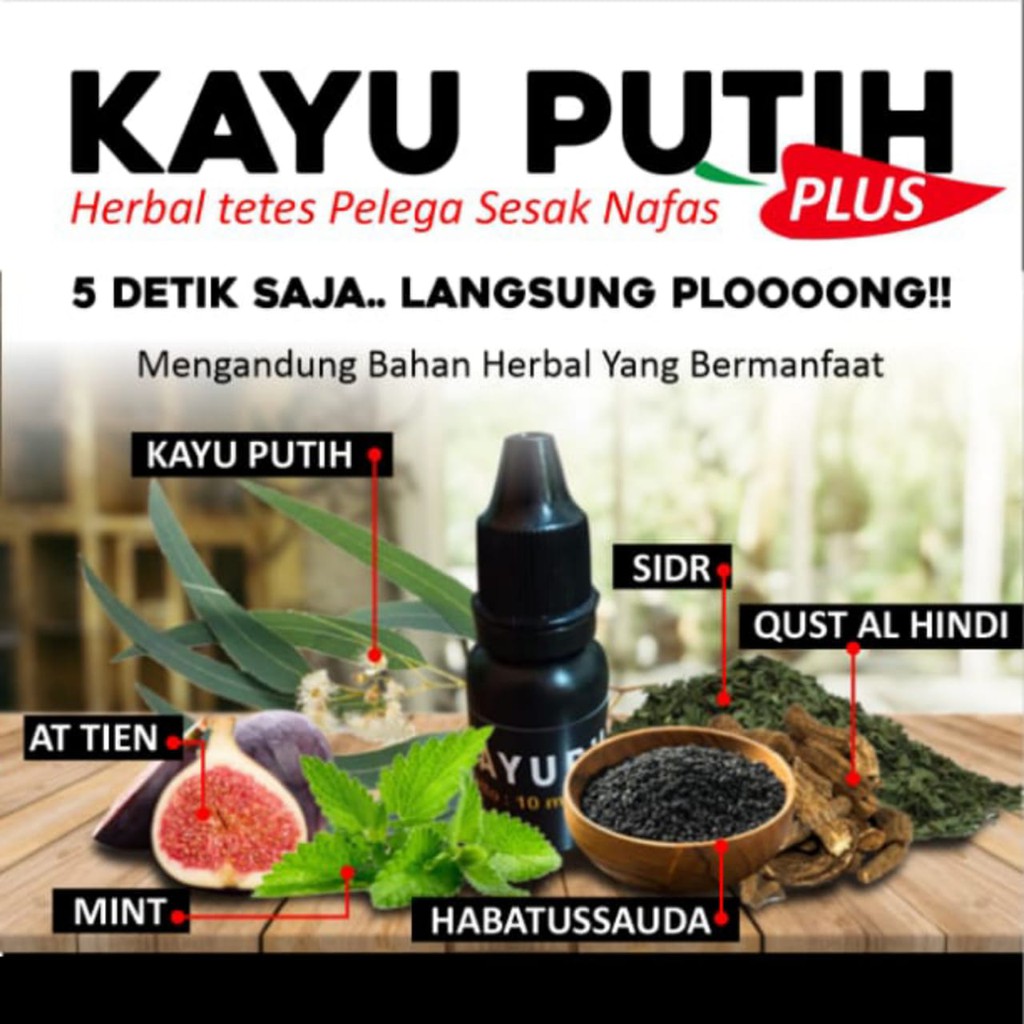 KAYU PUTIH PLUS Herbal Tetes Obat Gangguan Paru-Paru, Sesak Nafas, Batuk, Influenza Ampuh