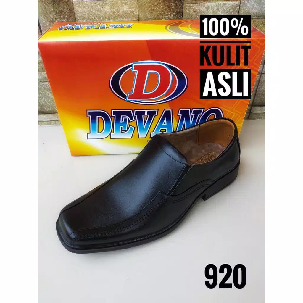 Sepatu Pantofel Kulit ASLI 100% Sapi Tidak Asli Bisa Kembali Sepatu Kantor Pria Full Hitam Slip On PREMIUM Model 920 Devano X Valendino Store