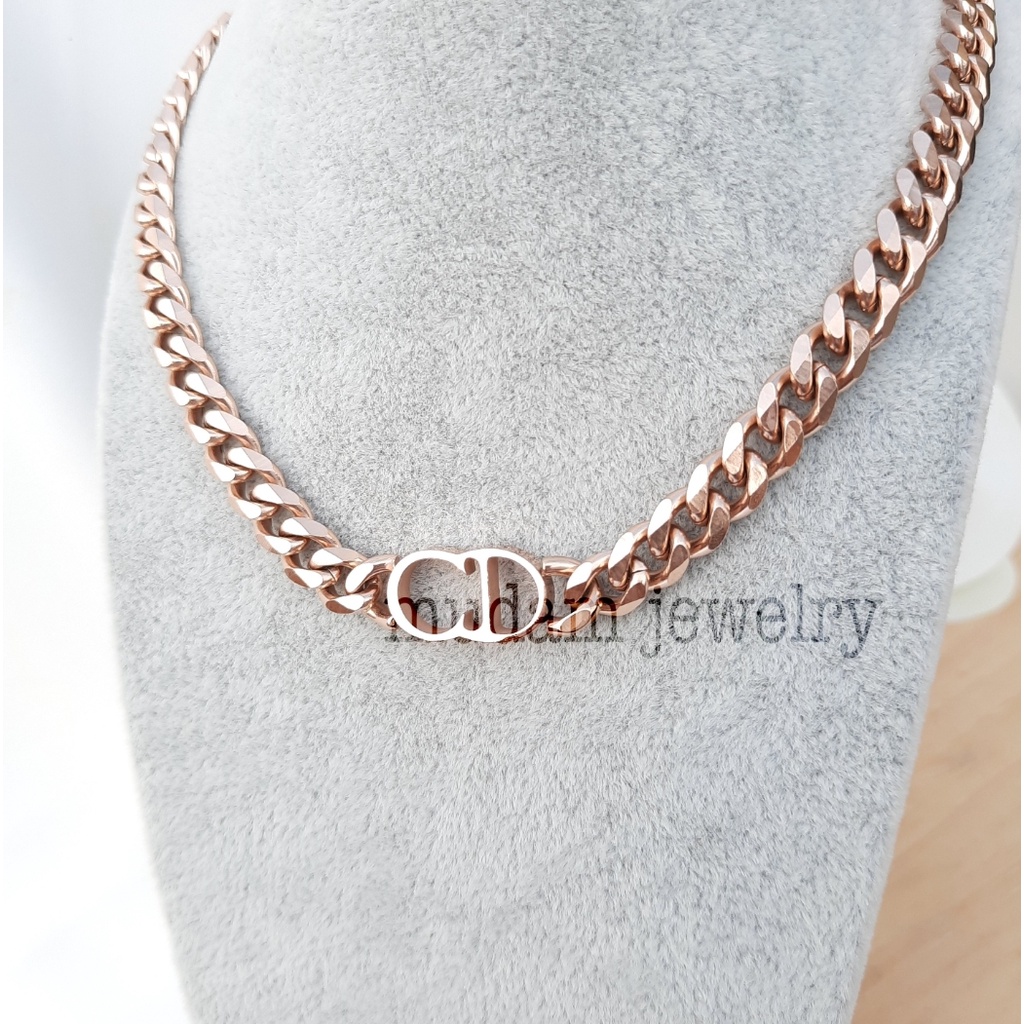 Kalung Rantai Titanium Model C Di*r Tersedia Warna Rose Gold, Gold dan Silver