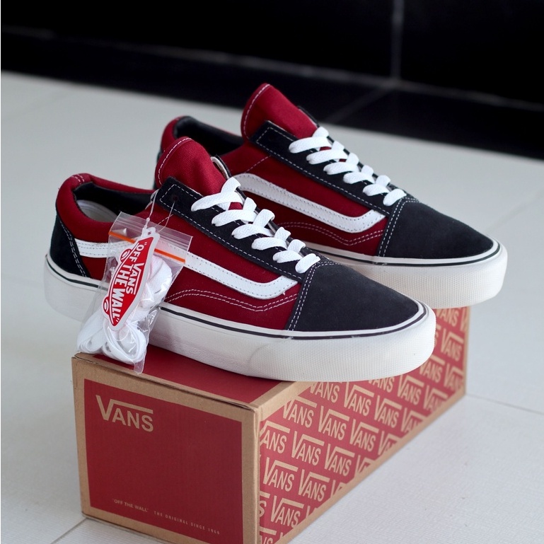 SEPATU V OLDSKOOL BLACK RED LIST WHITE TERBARU SEPATU KETS UNISEX PREMIUM