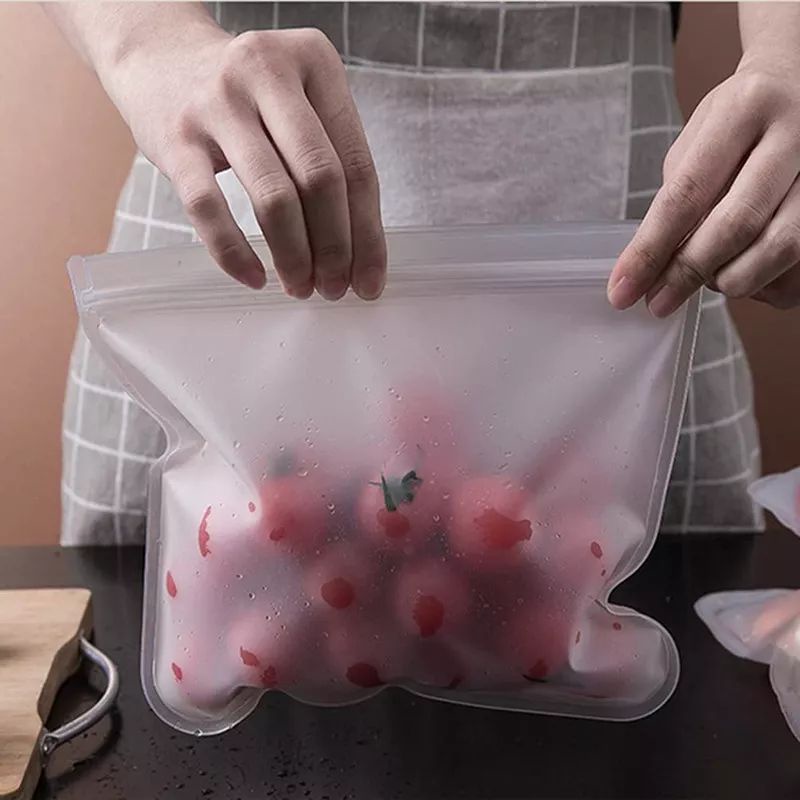 Silikon Kantong Penyimpanan Makanan Kedap Udara/Reusable Silicone Food Bag