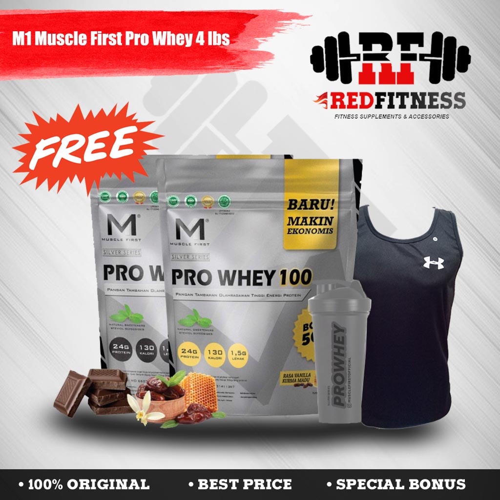 M1 Muscle First Pro Whey 100  4 lbs Protein BPOM Halal / 4lbs 4lb lb