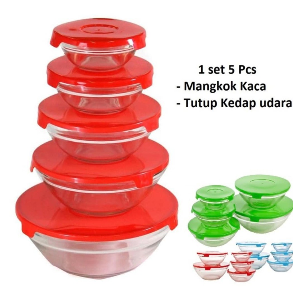 Glass Bowl Set / Fresh Bowl kaca / Mangkok Bowl / KIM GLASS 5 Pc SET
