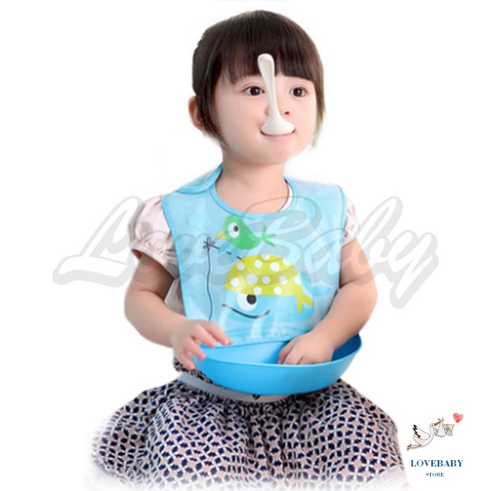 [1KG 20PCS]  LBS Bib Wadah/ Slabber Silikon Plastik Bayi/ Celemek Makan Waterproof/ Celemek Wadah