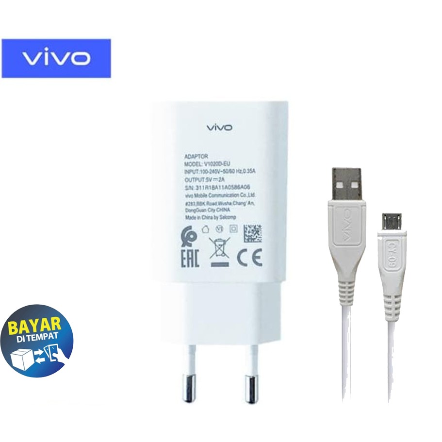 CHARGER VIVO V1020D-EU MICRO USB SUPPORT FAST CHARGING 2A ORIGINAL 100% v1020 CHARGER VIVO Y51 Y55