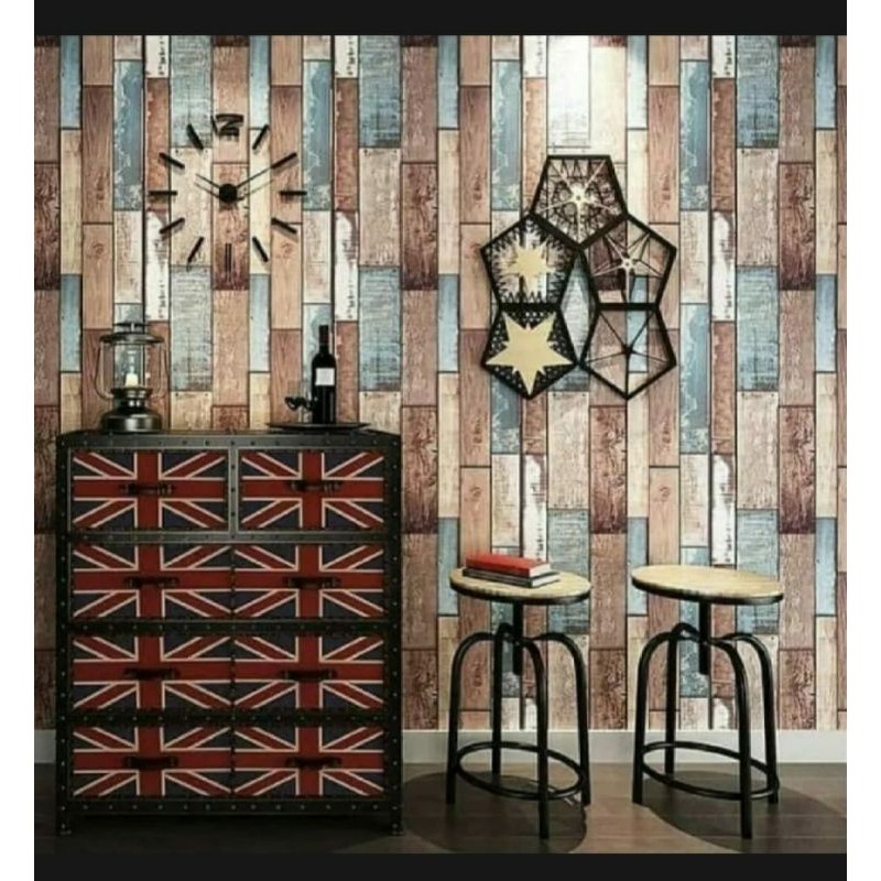 WALLPAPER DINDING MOTIF PAPAN AQUASTIQ 10m x 45cm