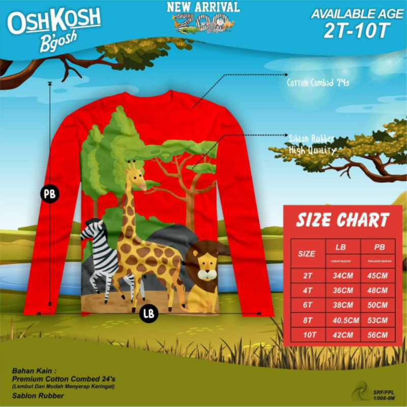 Kaos lengan panjang 2-10Th/kaos oshkos b'gosh lengan panjang/kaos lengan panjang anak laki-laki