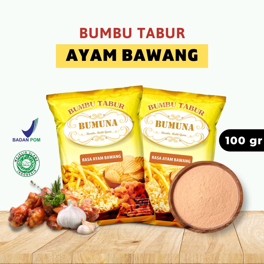 

Bumbu Tabur Ayam Bawang 100 Gram Bumuna / Seasoning Powder / Serbuk Tabur / Bumbu Tabur Cemilan Keripik Kentang Makroni Mie Lidi