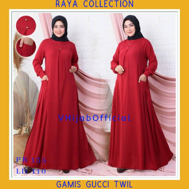 Gamis Polos Terbaru 2020 Lebaran Wanita Dewasa Elegan Original Dress Fashion Muslimah Modern Gucci