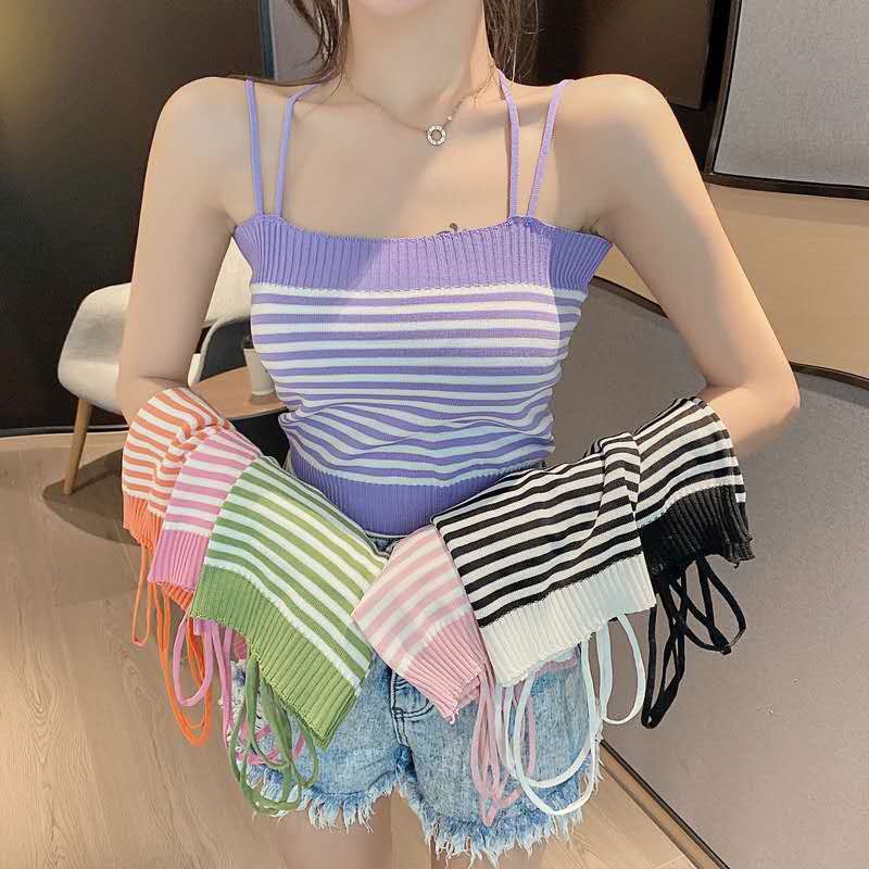 TANKTOP CROP LINE STRIPES KOREAN