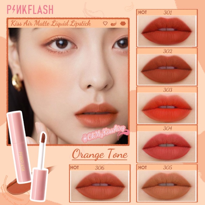 PINKFLASH LIP &amp; CHEEK DUO MATTE TINT M01  - PINK FLASH Liptint Kiss Air Matte Liquid Lipstick Waterproof