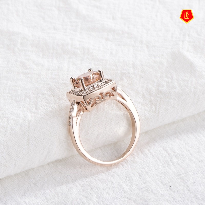 [Ready Stock]Rose Gold Inlaid Citrine Moissanite Ring