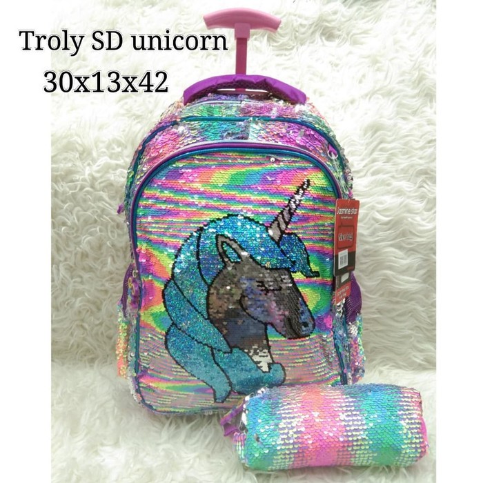 Gadis Anak Tas Troli Anak Perempuan Sekolah Dasar 1-3-5-6 Kelas 6 OV805  Troly Sd Sequin Bonus Tempa