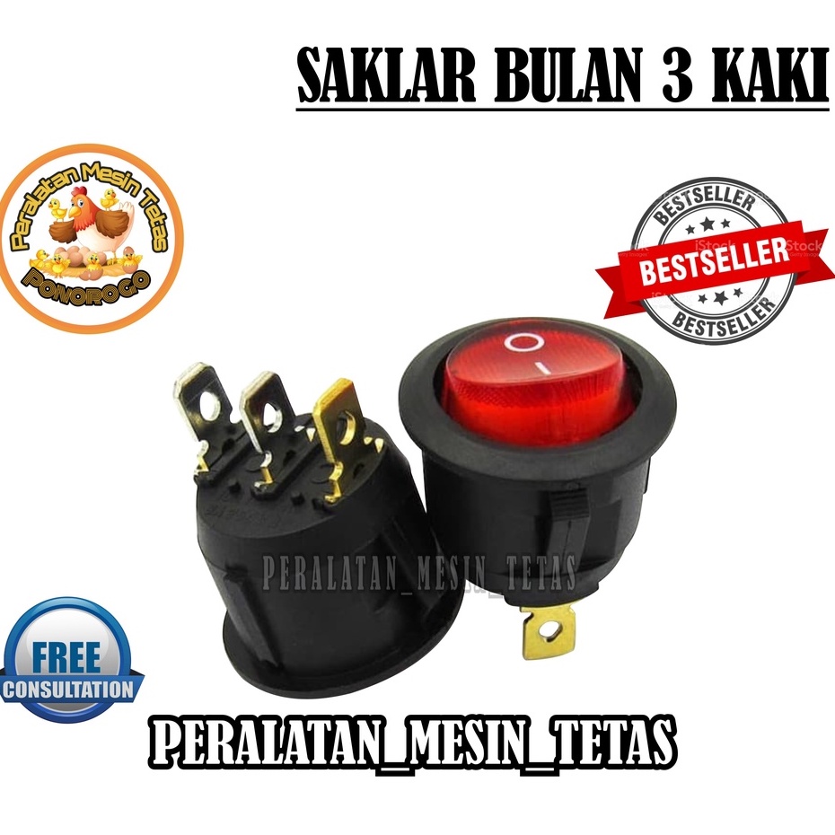 Saklar Bulan 3 Kaki ON OFF AC dan DC