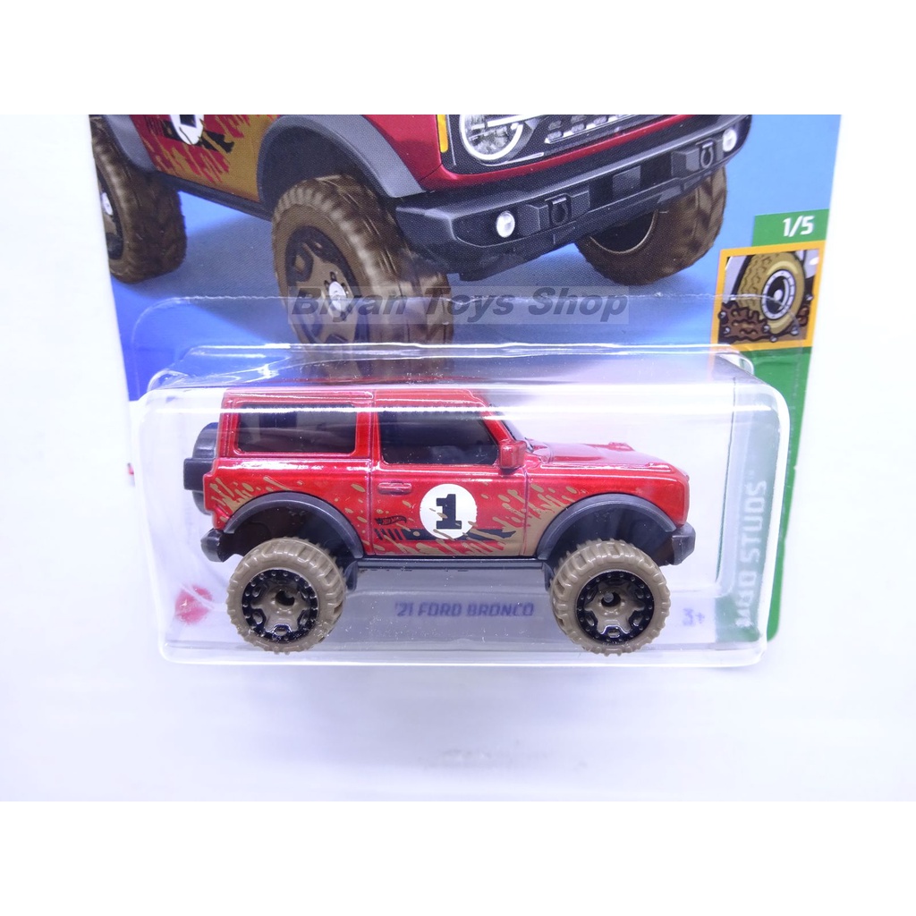 Hot Wheels 21 Ford Bronco Merah no.1 Ban Lumpur